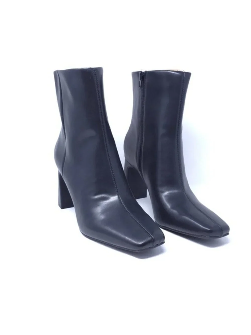 New INC Odelyap Black Faux Leather Square Toe Ankle Booties Women’s 11M